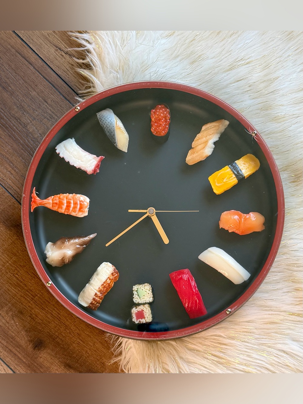 3-D Japanese Sushi Wall Clock 12 nigiri-sushi Roll Japan Food 14”
